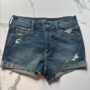Hollister Blue Jean Shorts Distressed High-Waisted